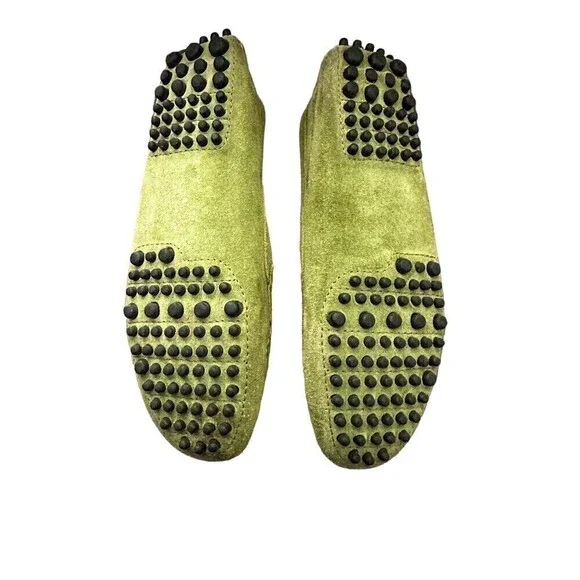MANOLO BLAHNIK Roadster Green Suede Driving Loafers Mocs Terry Lined Sz 37 - Picture 4 of 9